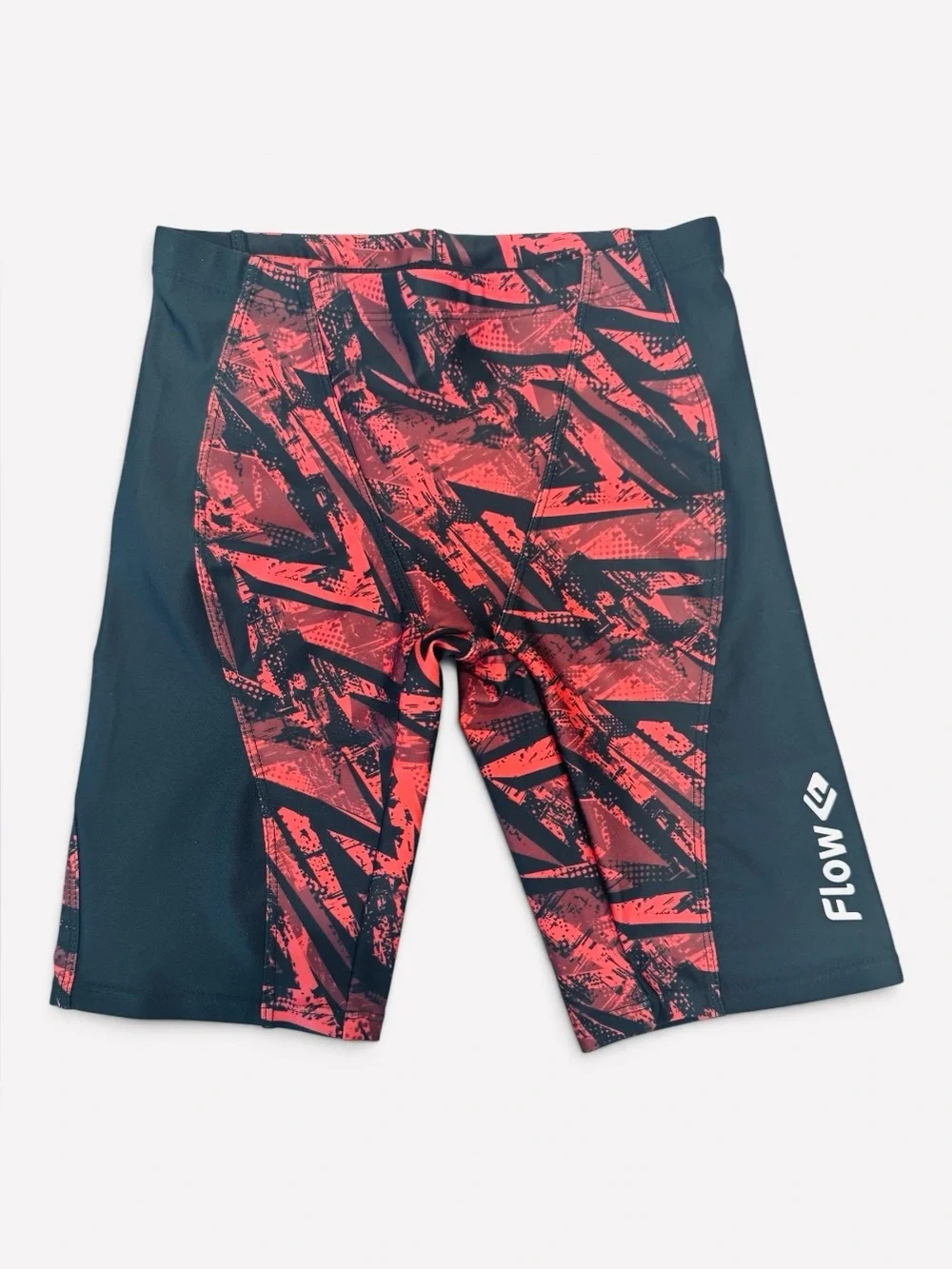 Boys Red and Black Competitive Jammer Swim Shorts with Tie Size: 8-10 (24”-25”)